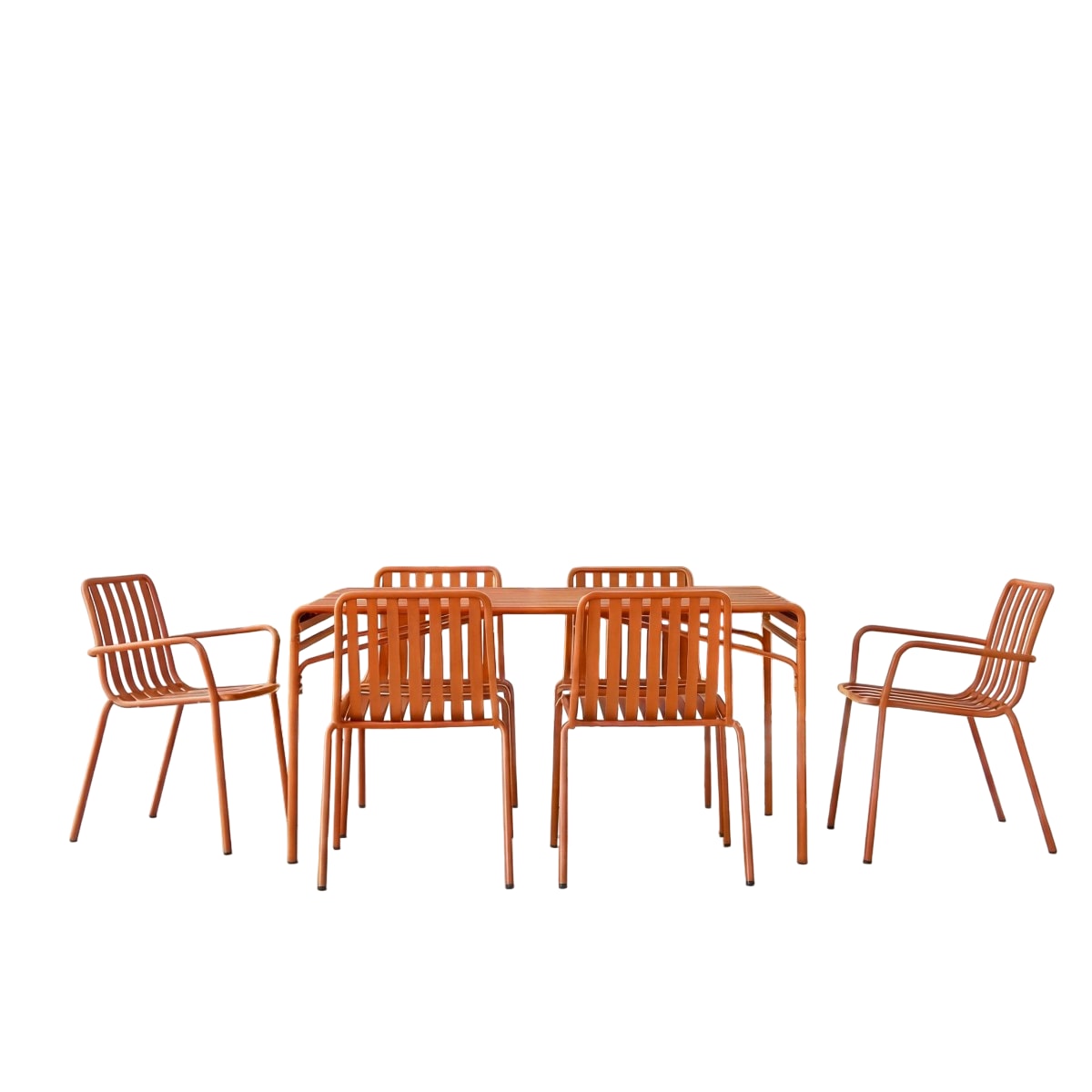 Tikamoon - Gaby - Tuinset in oranje metaal voor 6 personen