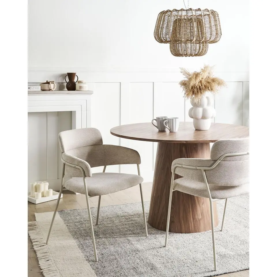 PAONIA - Eetkamerstoel set van 2 - Lichtbeige - Chenille