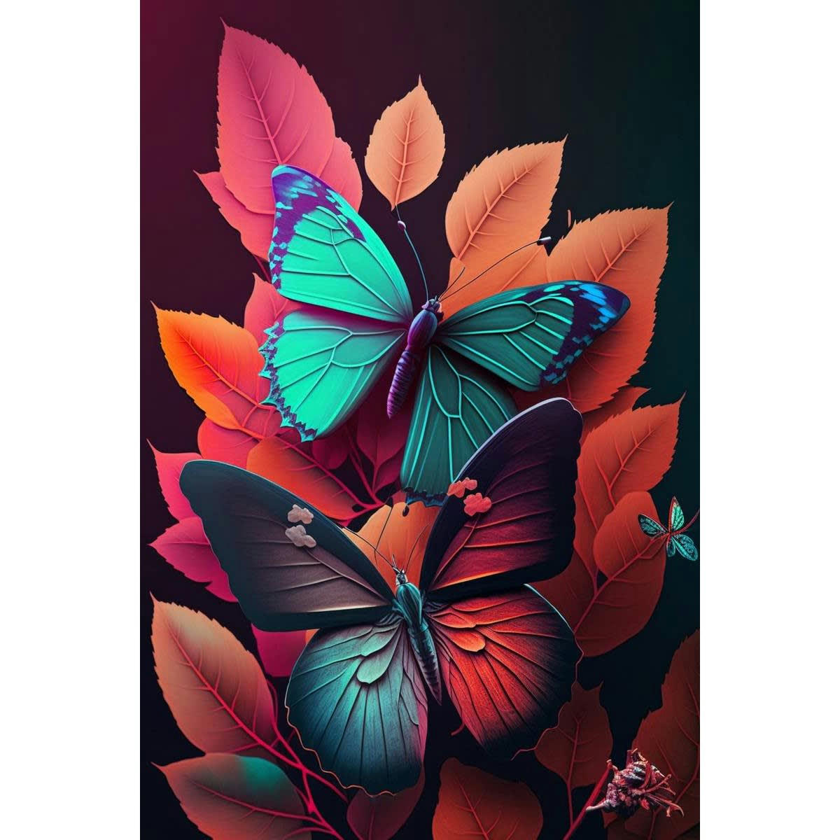 NATURE ÉVASION - Tableau sur toile papillons fantaisie 30x45 cm