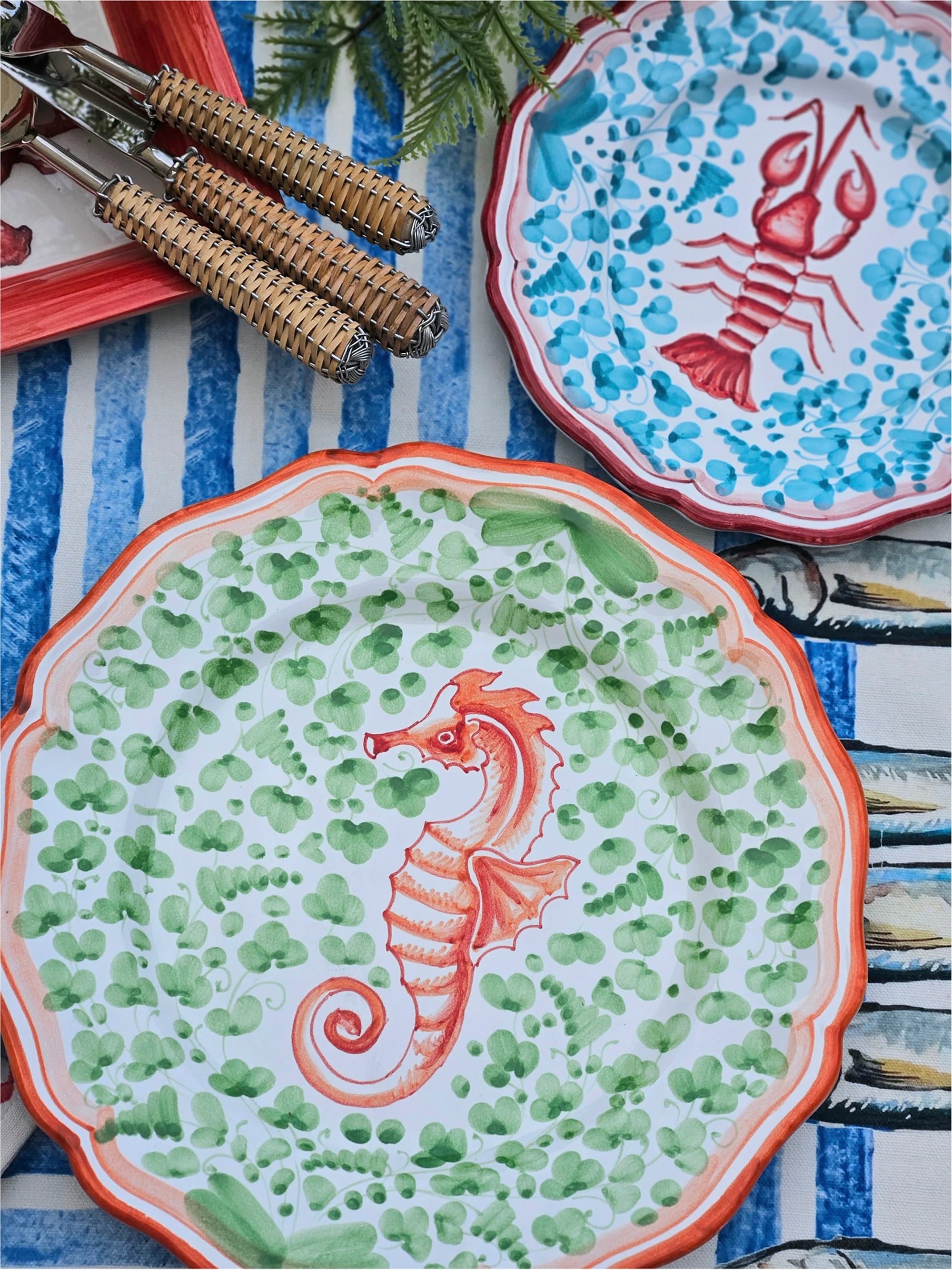 Handbemaltes Geschirr-Set Menagerie, 1 Person, 2er-Set