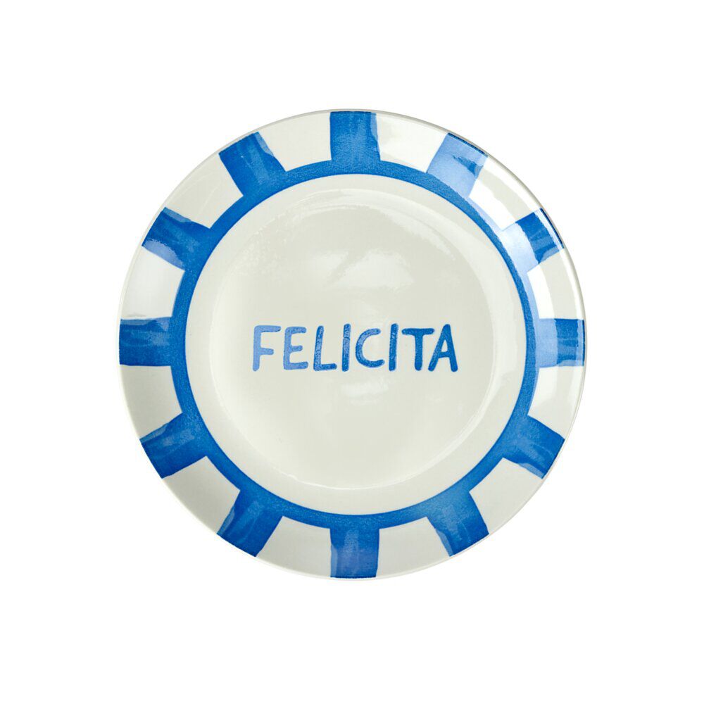 Assiette à dessert porcelaine "Felicita" blanc bleu Ø20cm