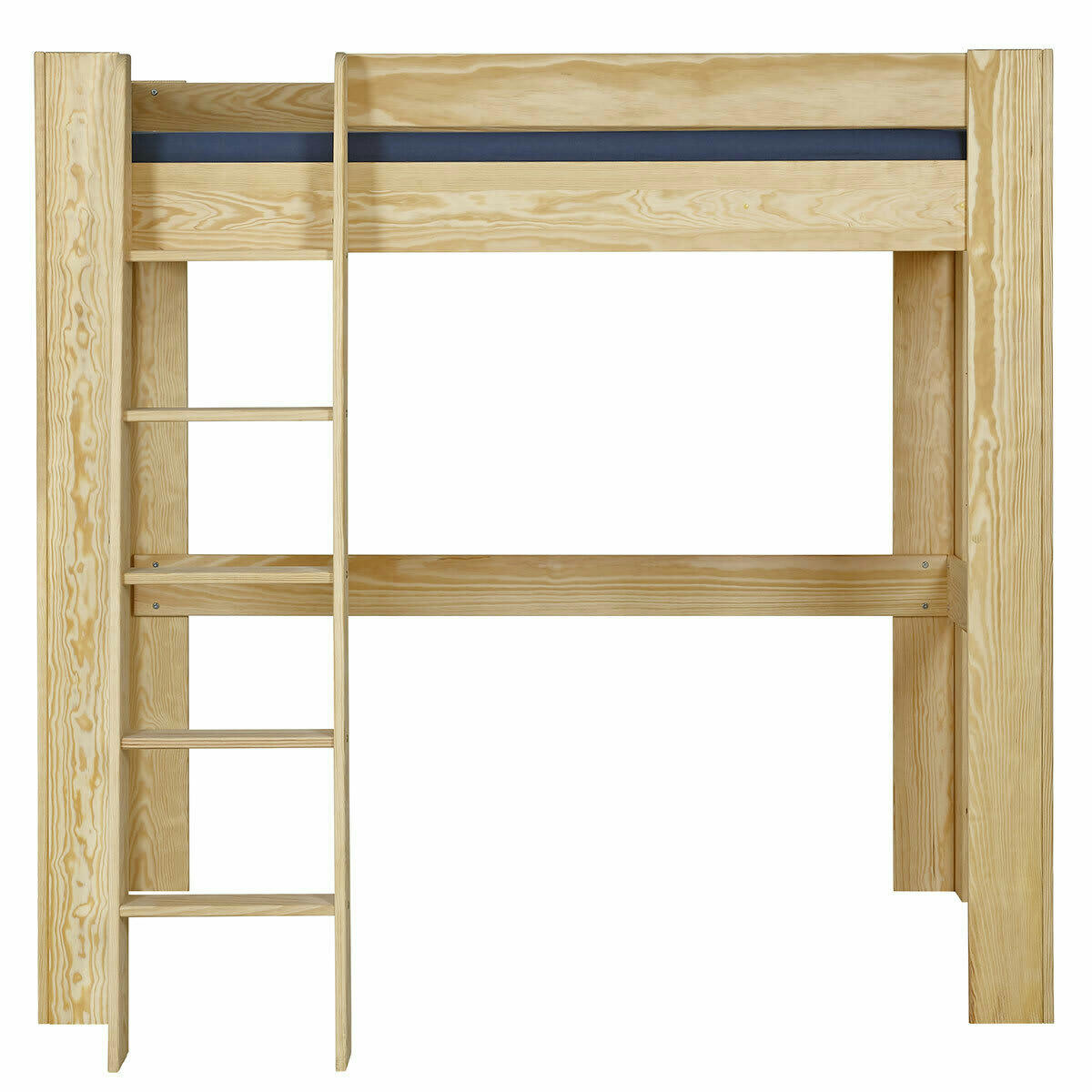 ALI - Pack lit mezzanine avec bureau et matelas 90x190 cm bois massif