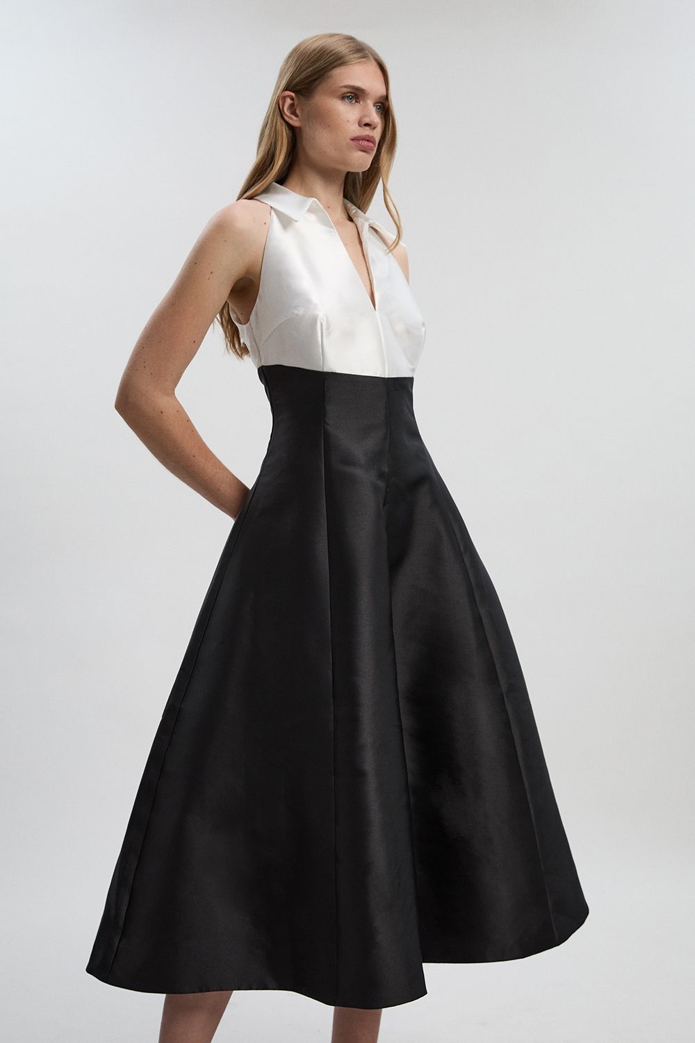 KarenMillen Twill Contrast Tux Tailored Dress