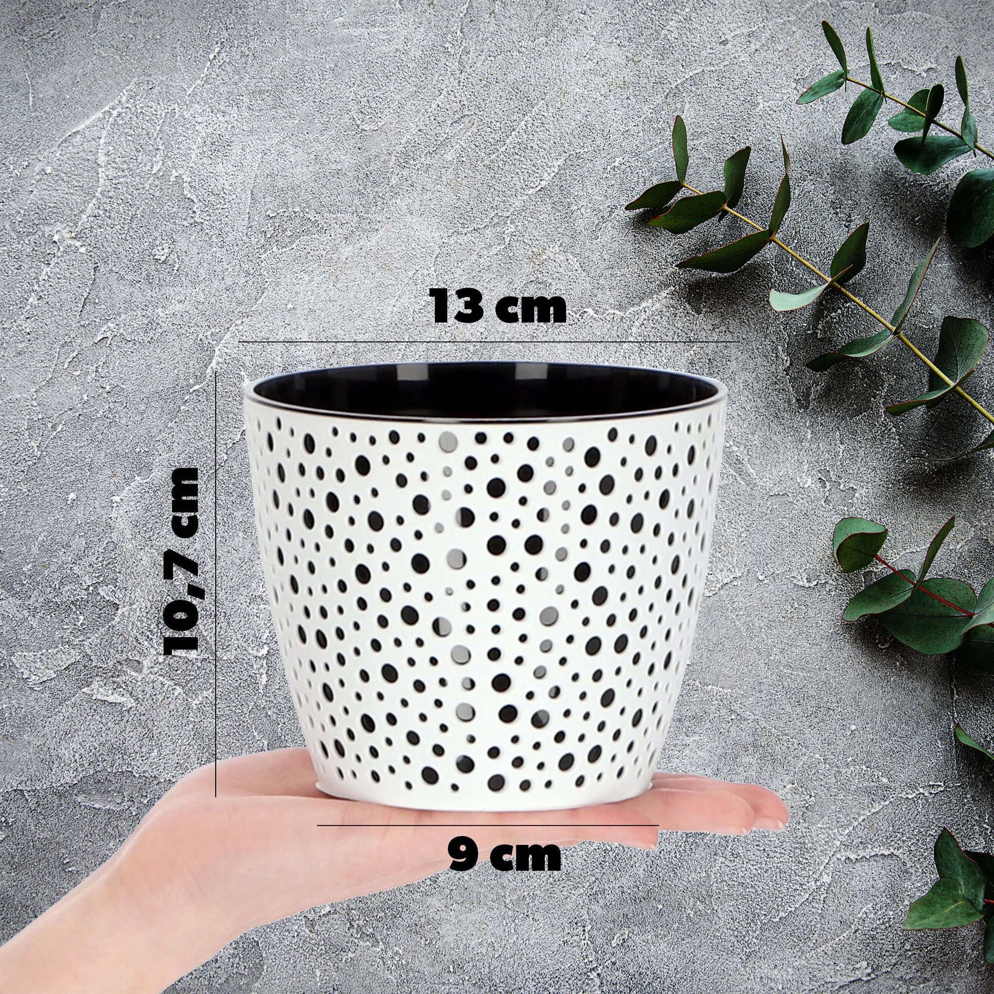 Doniczka Osłonka Okrągła Na Kwiaty Czarna 13cm