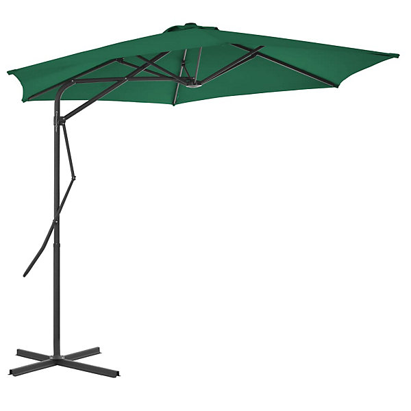 Parasol d'exterieur avec mât en acier vert Helloshop26