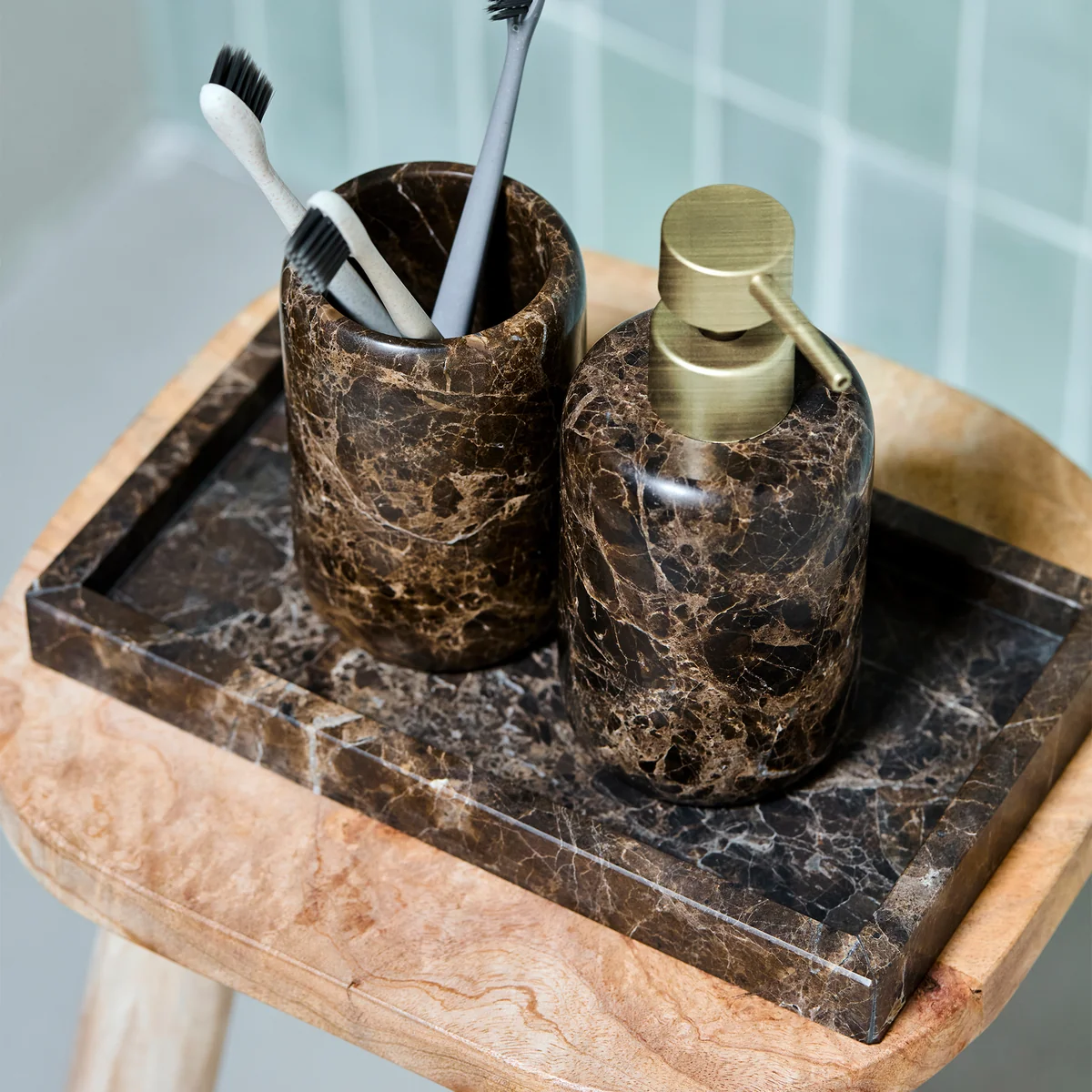 House Doctor - Able Dekotablett, 24 x 14 cm, Marmor braun