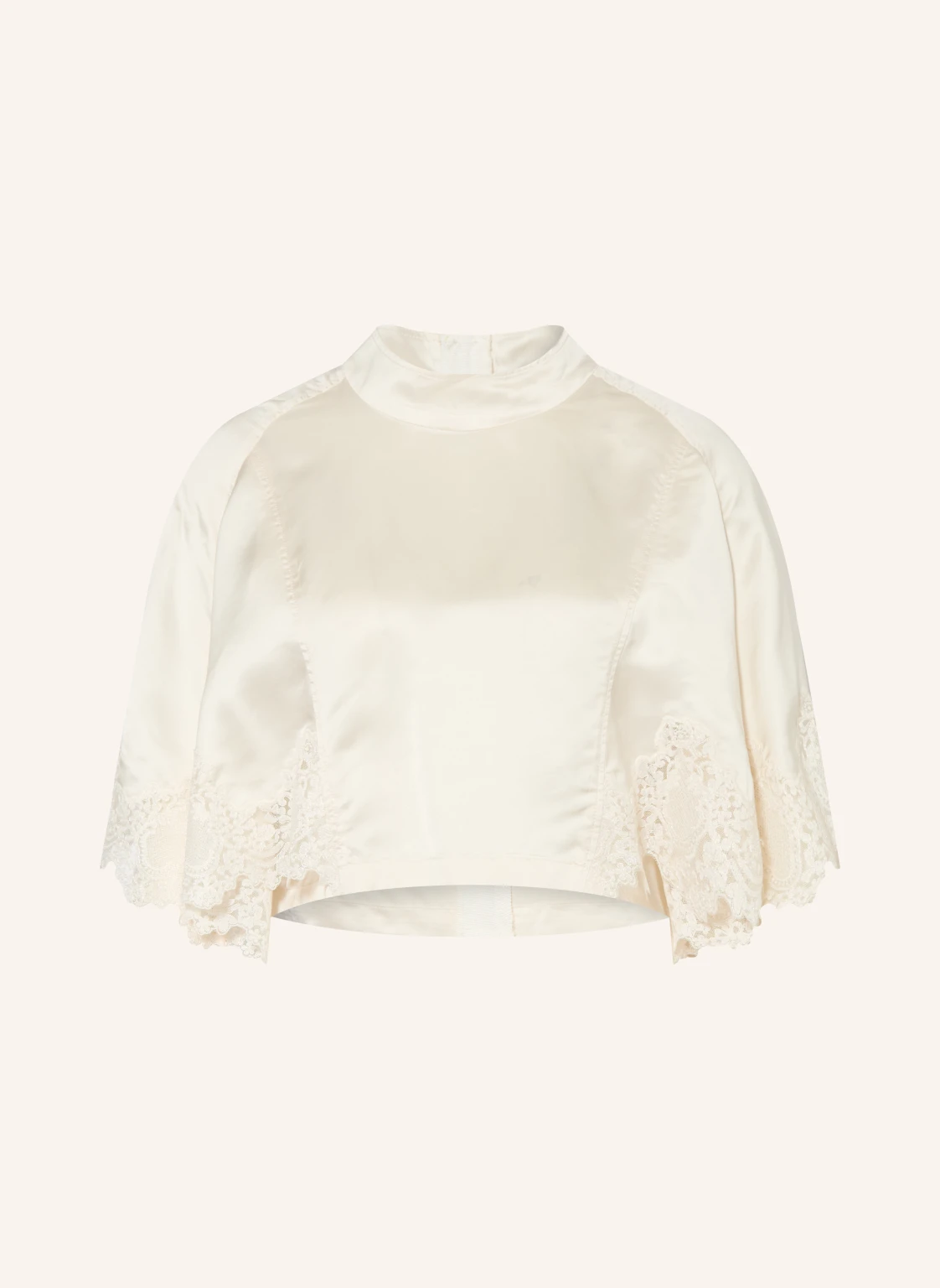 SANDRO Cropped-Blusenshirt aus Satin mit Spitze