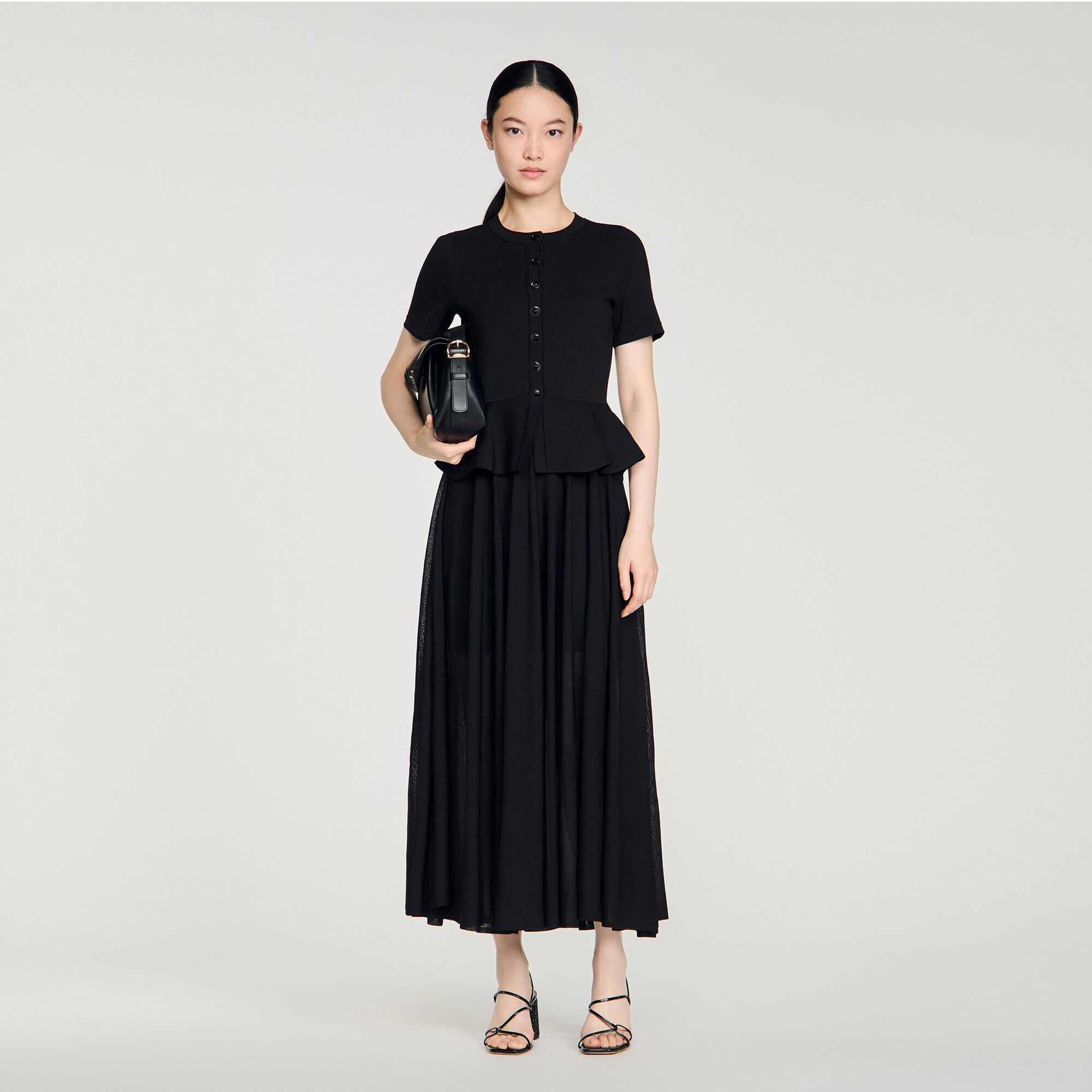 Robe longue en maille à basque