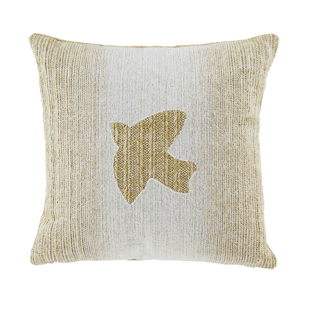 BAZA - Coussin imprimé oiseau beige 45x45