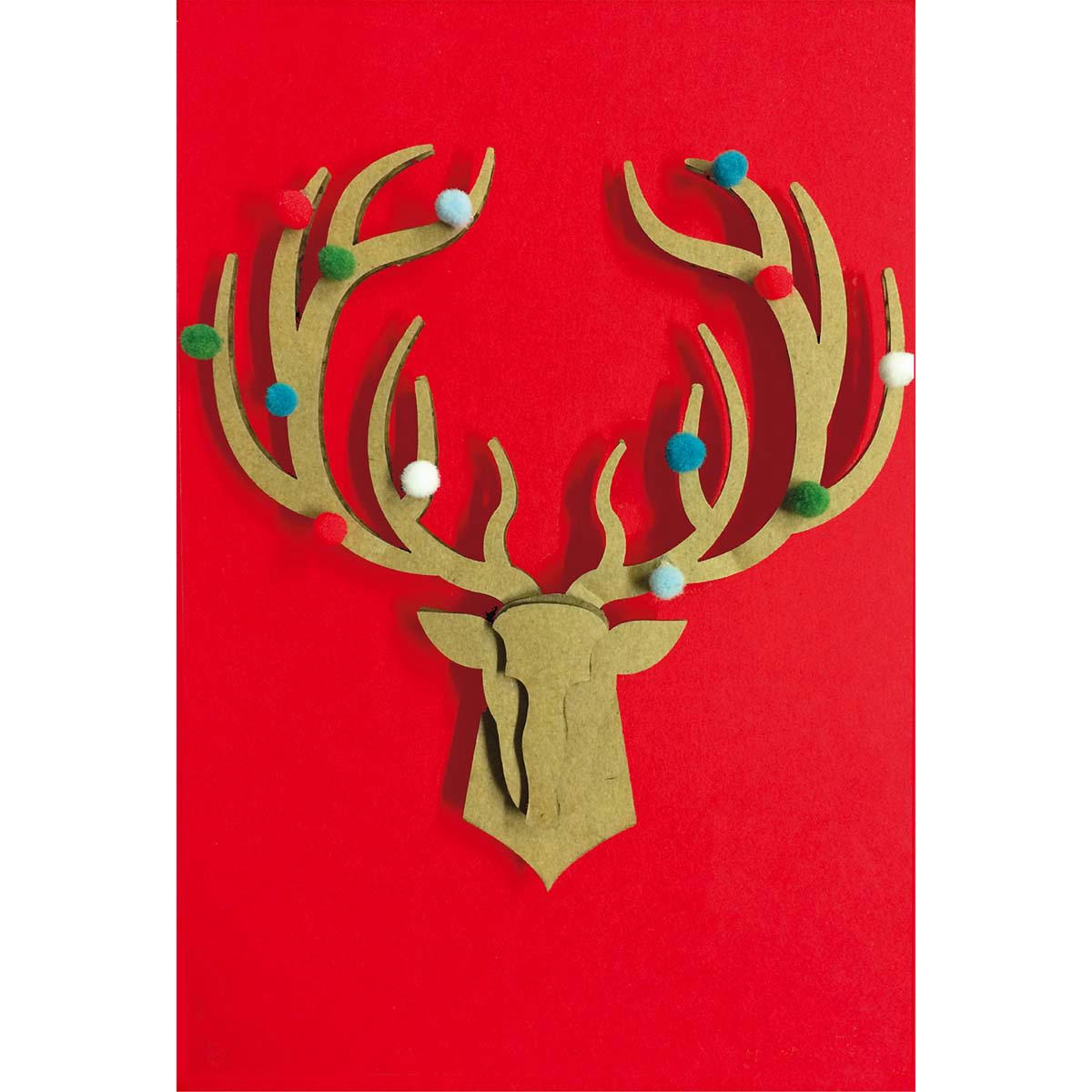 - Carte De Voeux Cerf Fond Rouge