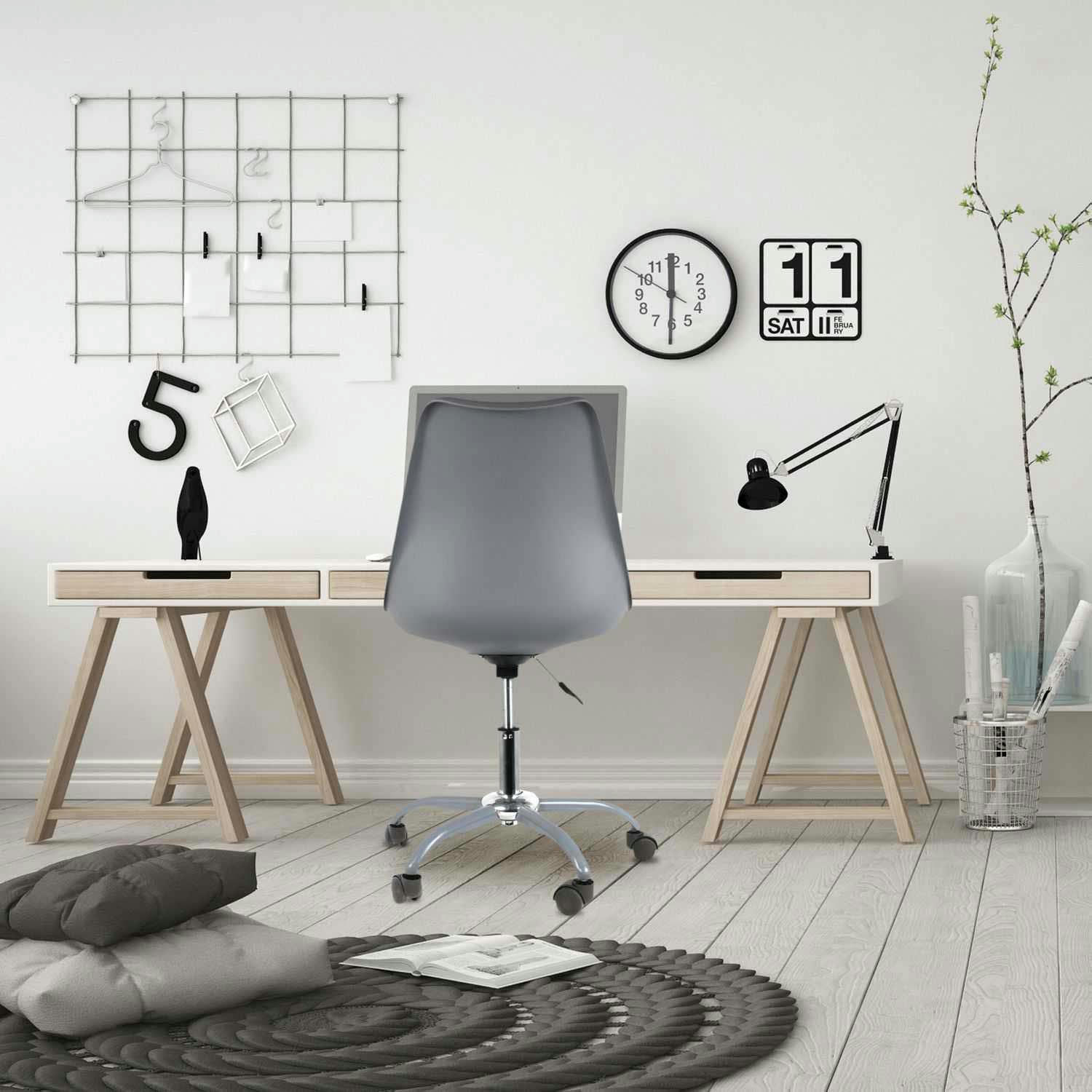 - Chaise à roulettes en plastique kiruna gris