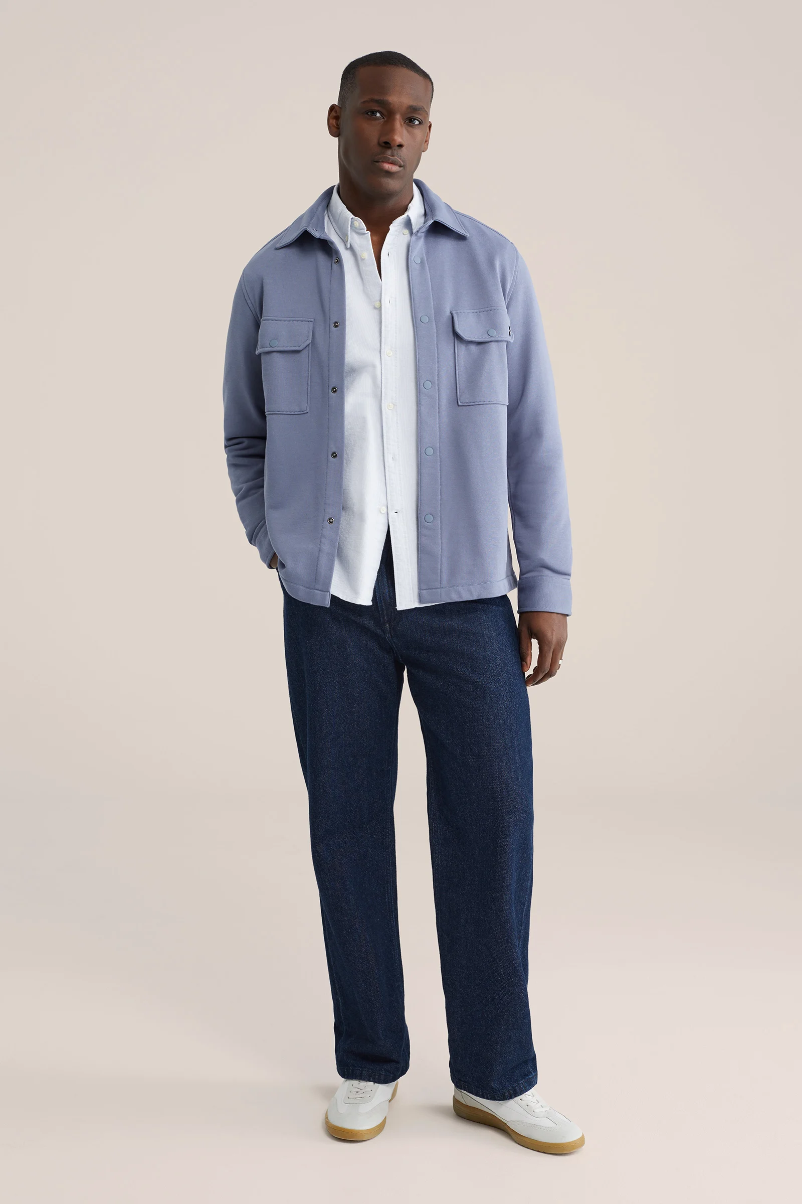 Heren regular fit gebreid overshirt