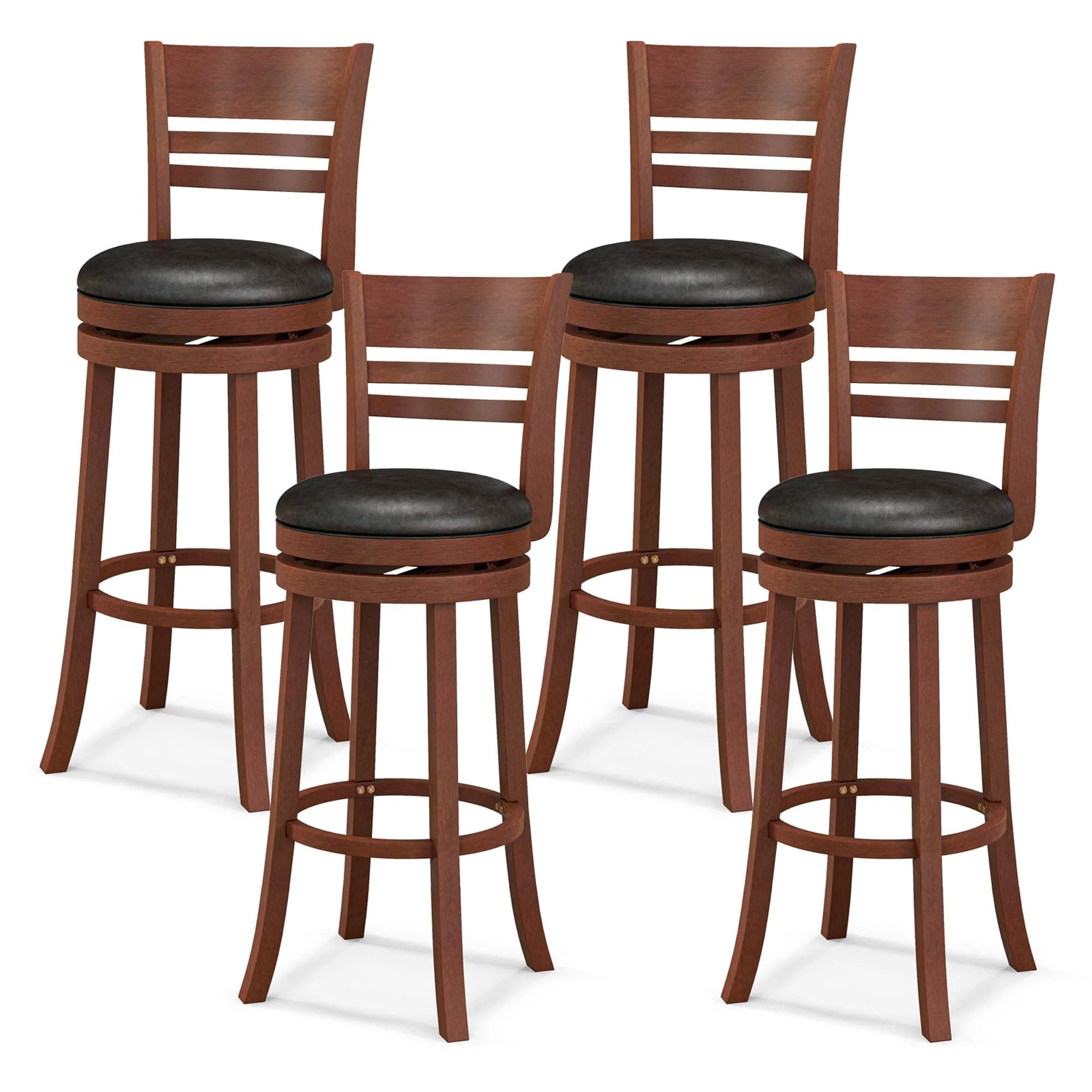 Set of 4 Bar Stools Swivel Bar Height Dining Chairs with Footrests
