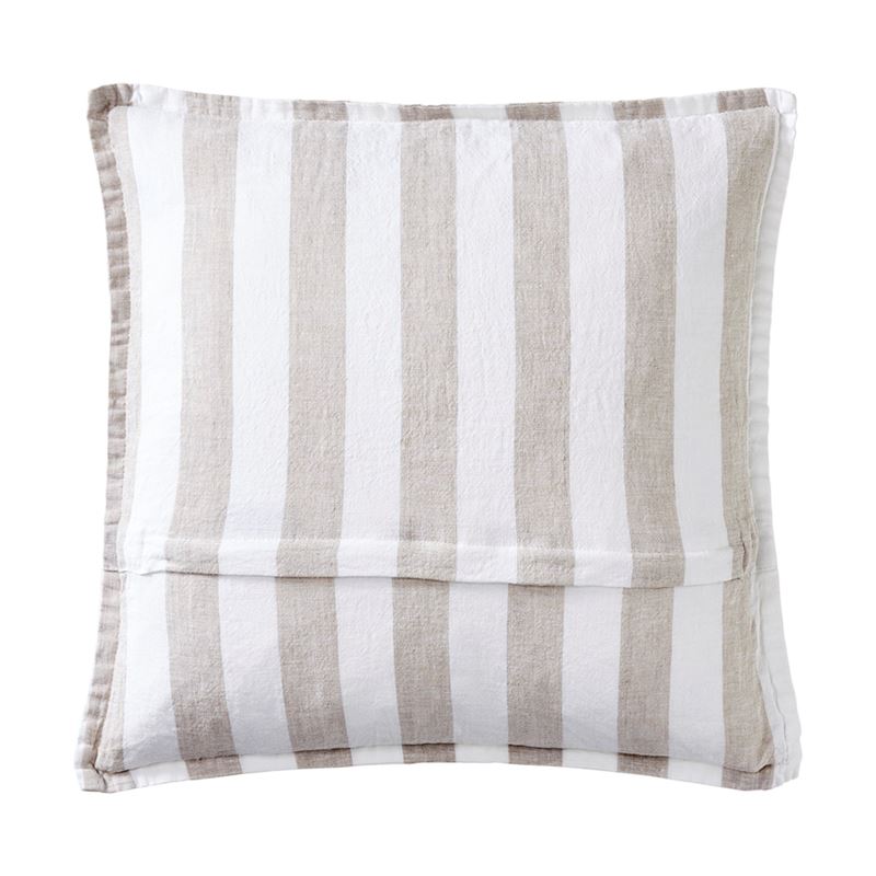 Belgian White & Linen Stripe Vintage Washed Linen Cushion