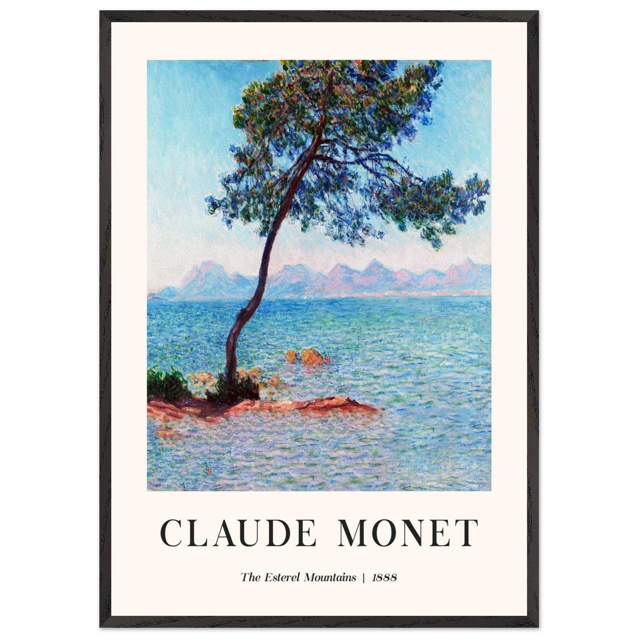 Artfulprints Poster met Lijst Claude Monet - The Esterel Mountains  - 70x100 cm - Turquoise