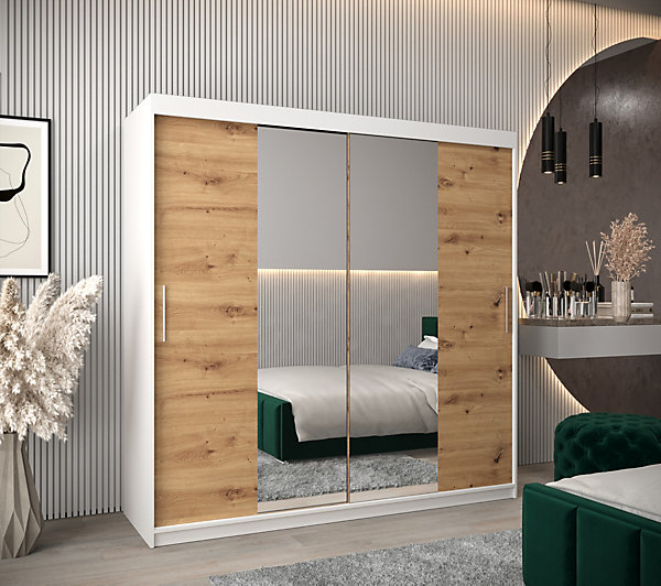 Armoire TOKYO 1 à portes coulissantes H. 200 x L. 200 x P. 62, 2 portes