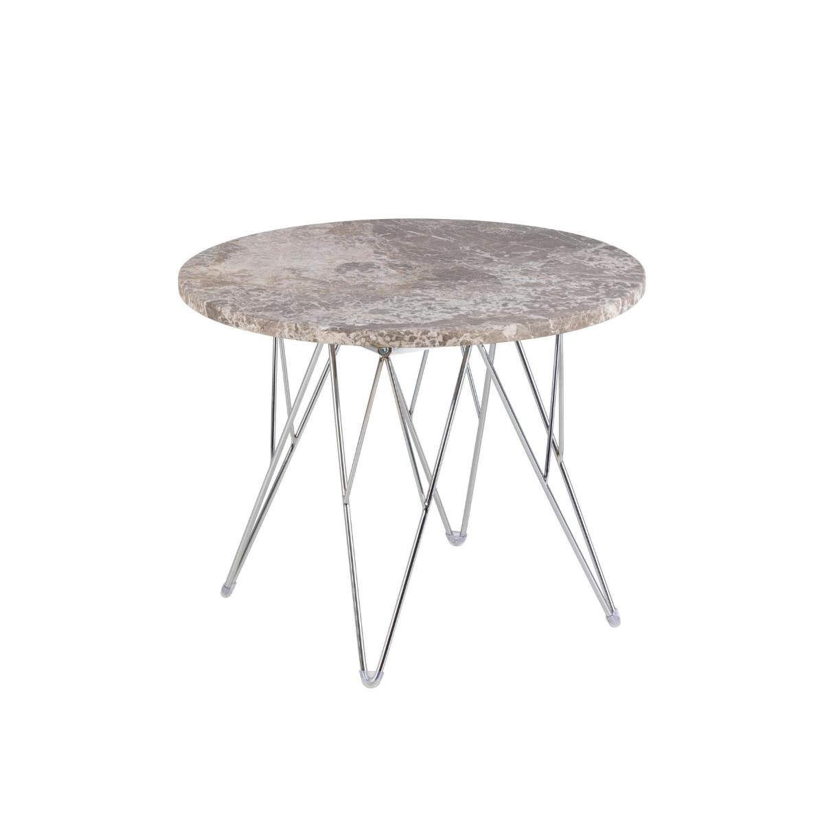 Rebellenclub Salontafel Broome - ø55 - Grijsbruin Marmer Met Chrome Poten