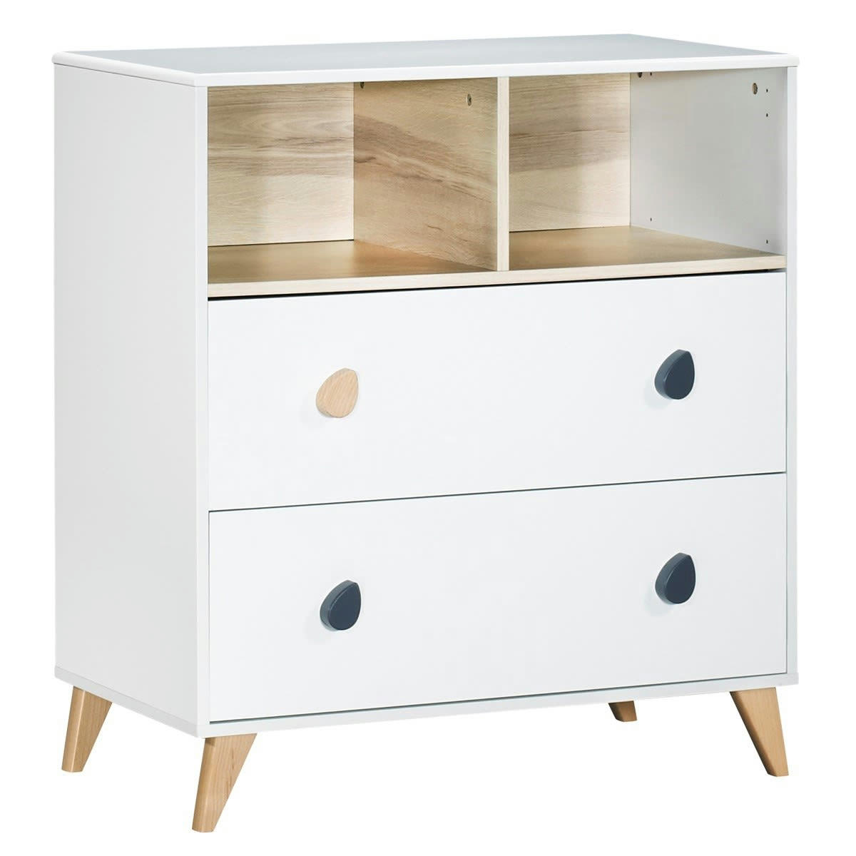 OSLO - Commode 2 tiroirs 2 niches boutons goutte