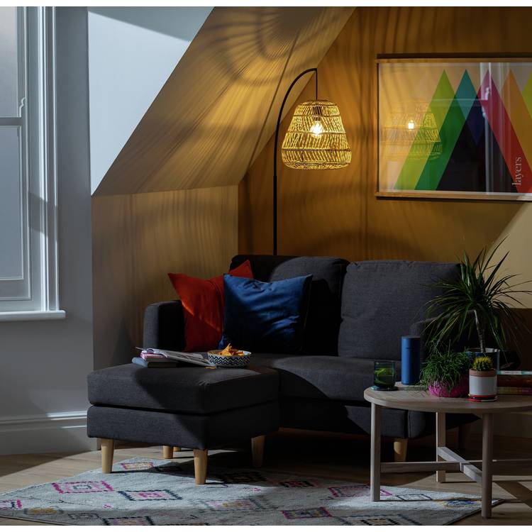 Habitat Remi Fabric 2 Seater Chaise - Light Grey