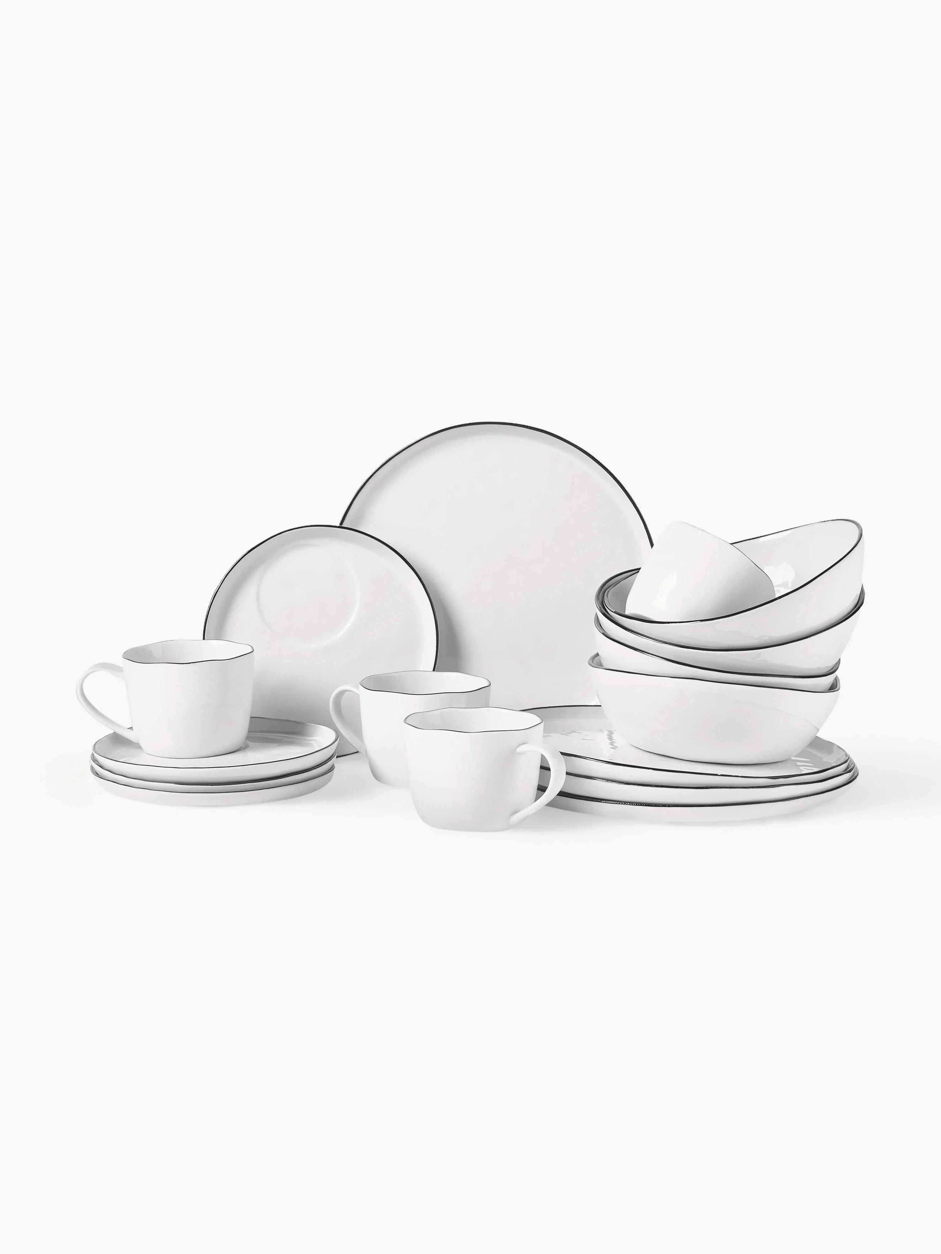 Handgemachtes Porzellan-Frühstücks-Set Salt, 4 Personen, 16er-Set