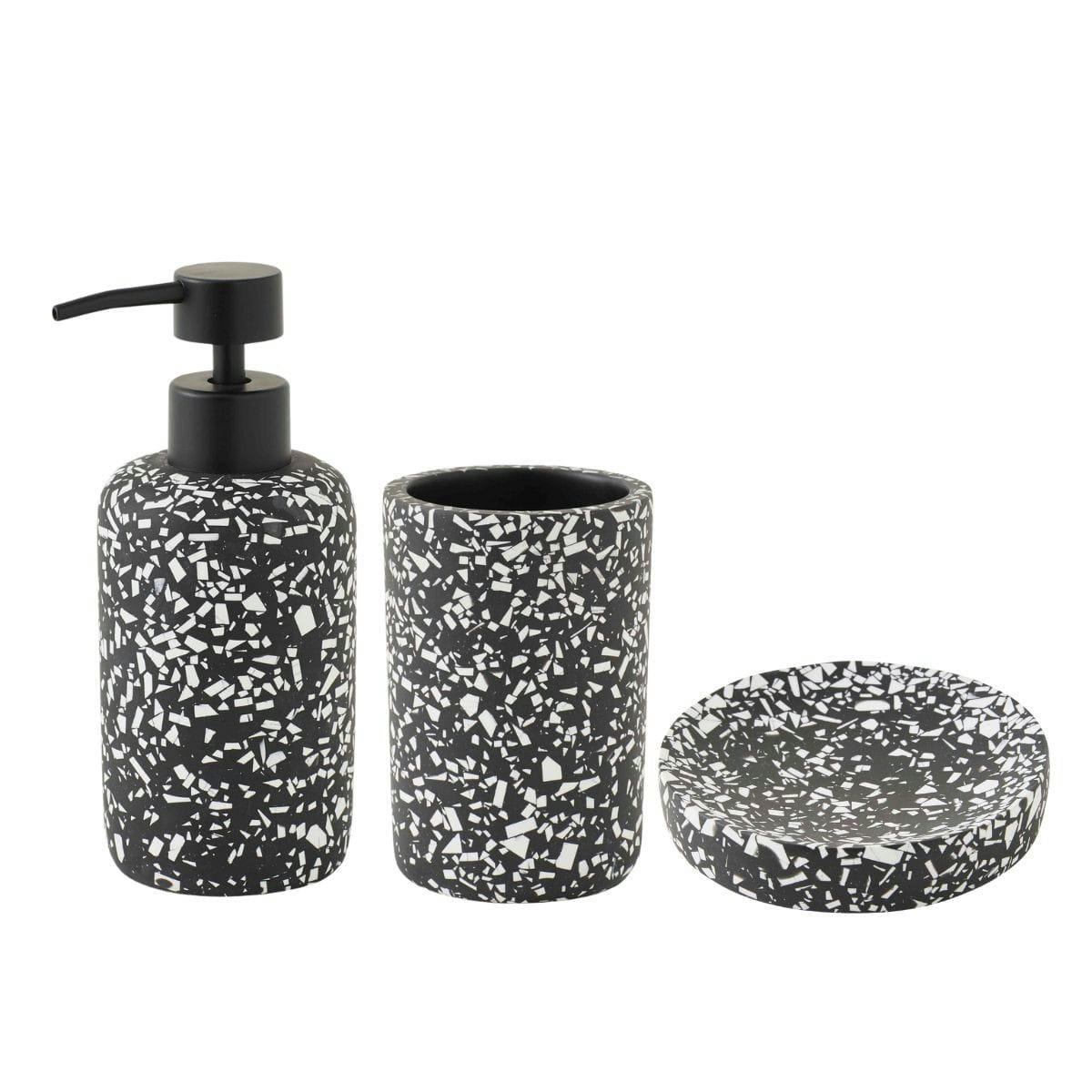 TERRAZZO - Set de salle de bain 3 pièces en polyrésine noir