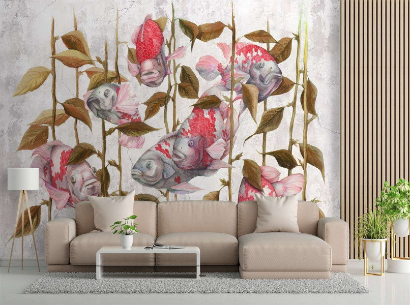 Feeby Fototapeta, Czerwone ryby koi japońskie karpie150x105