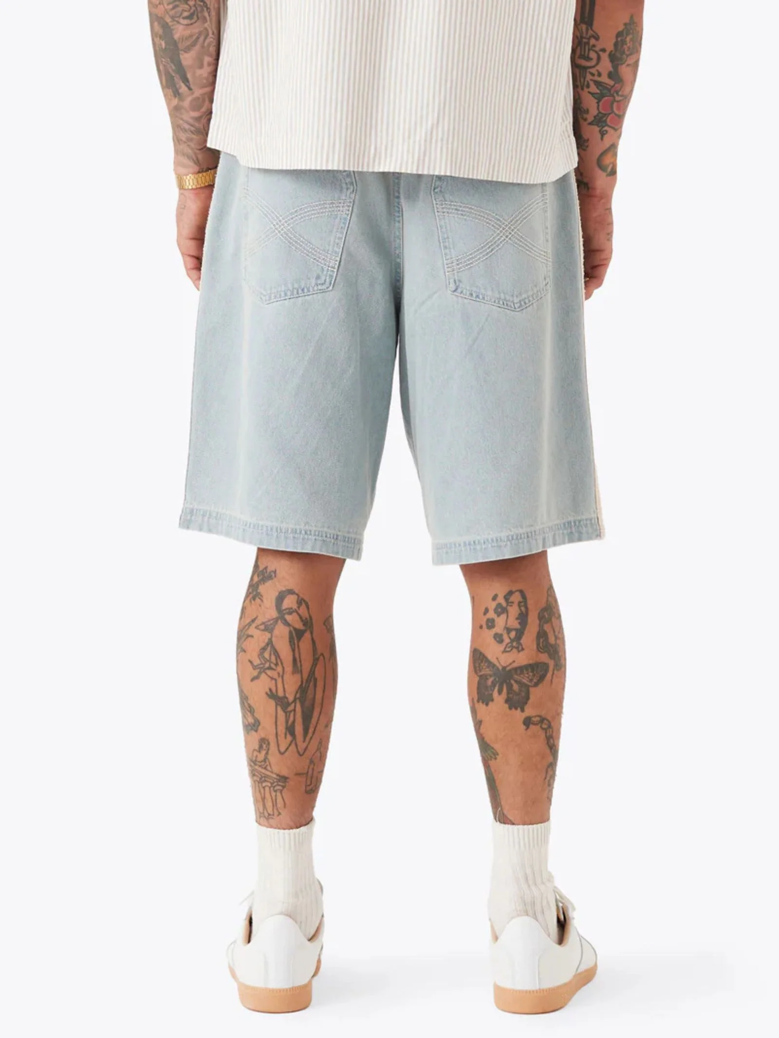 Stitched Pintuck Denim Short