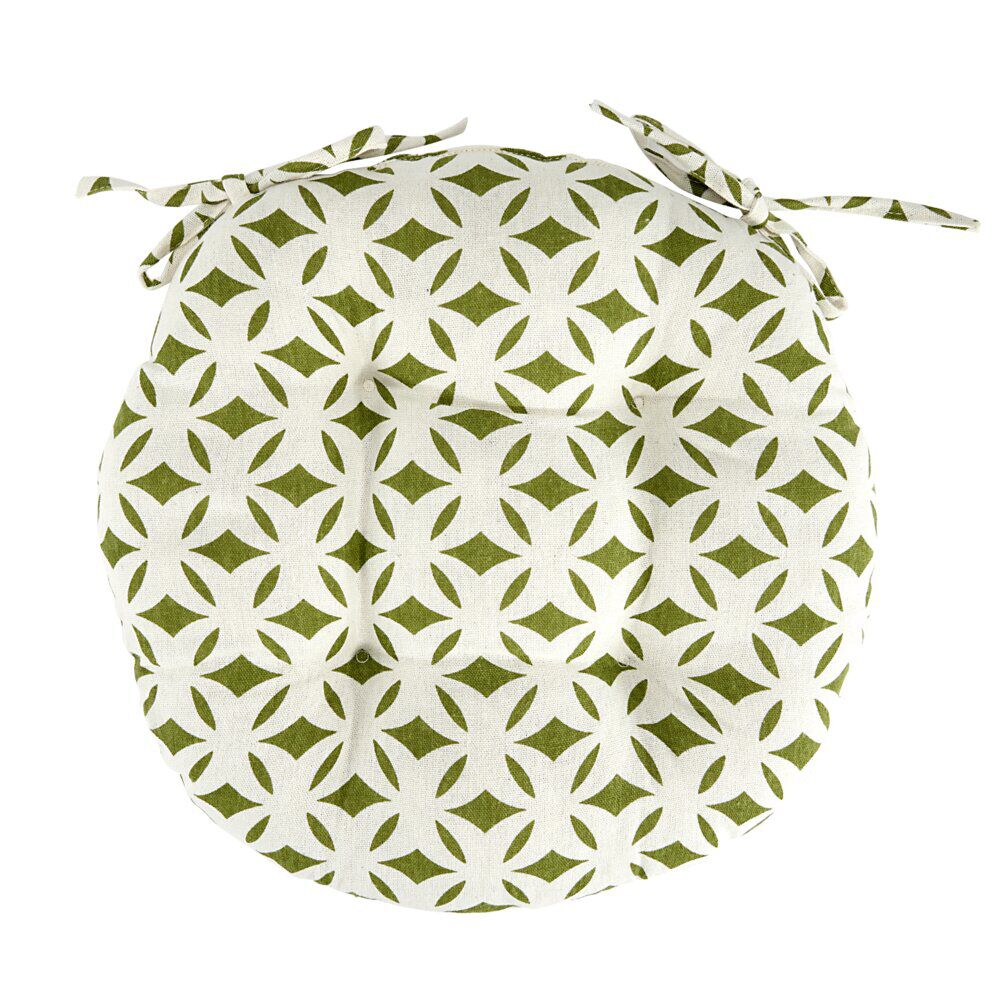 Galette de chaise ronde polycoton avec motif Ø40cm (2 modèles)