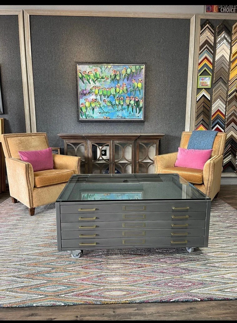 Vintage Steel Flat File - Refinished in Brush steel with gold accents