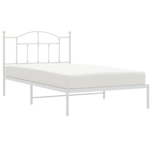 NNEVL Metal Bed Frame with Headboard White 107x203 cm King Single