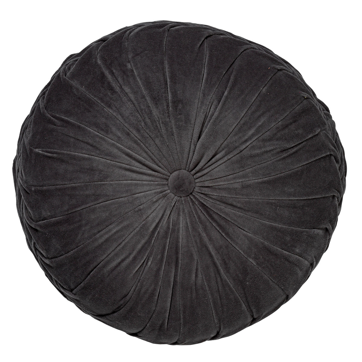 KAJA - sierkussen Ø40 cm - rond - velvet - Charcoal Gray - antraciet