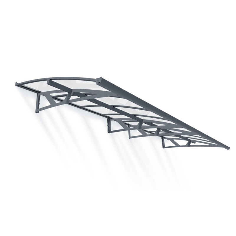 Marquise de porte Amsterdam gris foncé 447 x 140 cm CANOPIA