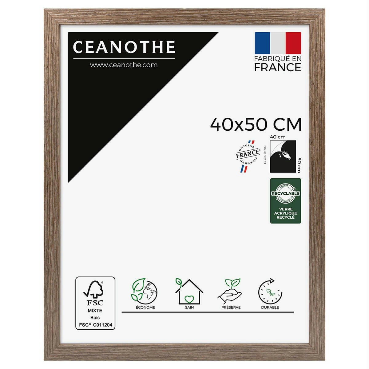 NORDIQUE - Cadre photo marron 40x50 cm bois reconstitué fsc