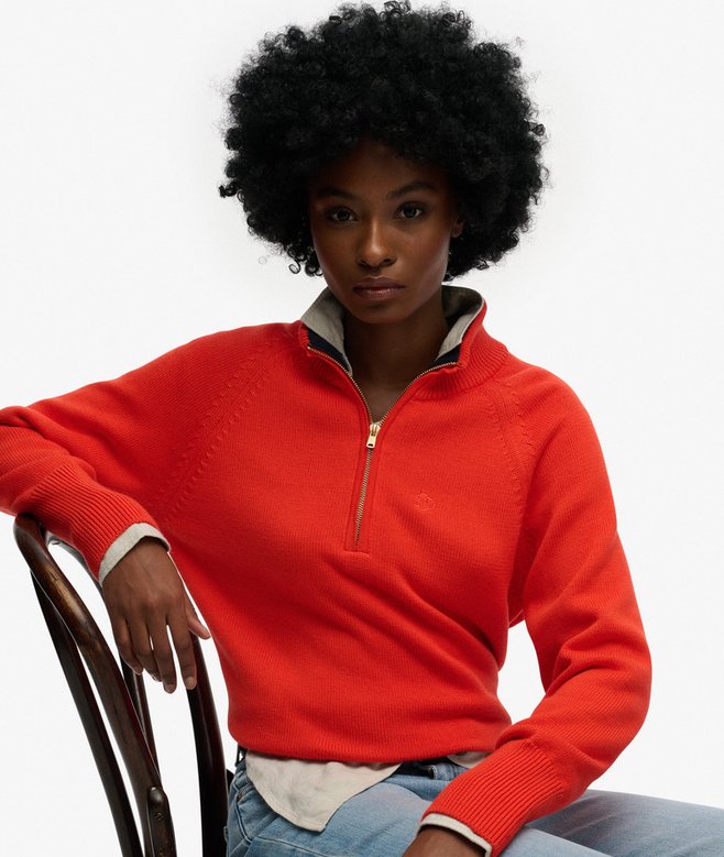 Classic Cotton Knit Half Zip Jumper