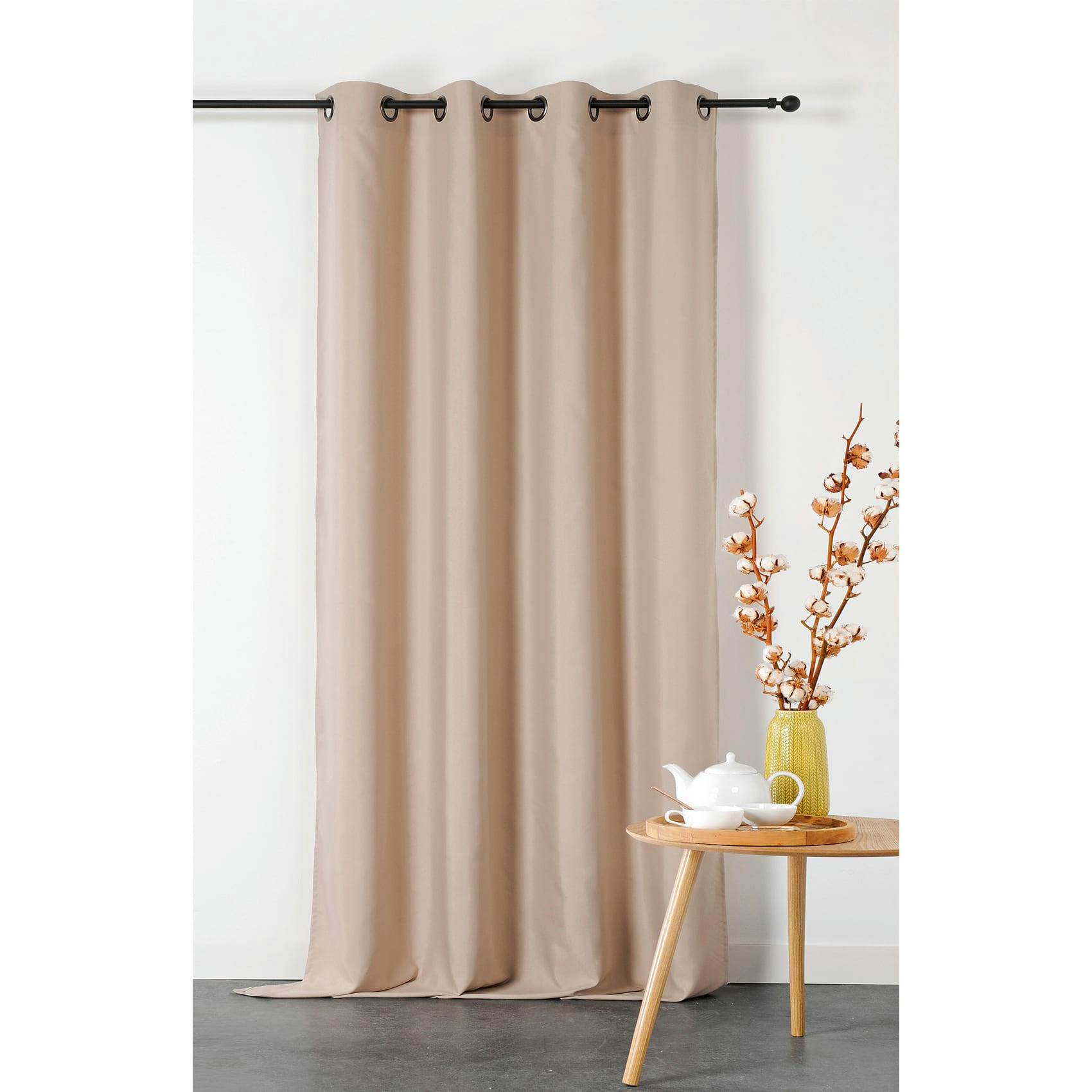 - Rideau double natte polyester ecru 135x240 cm