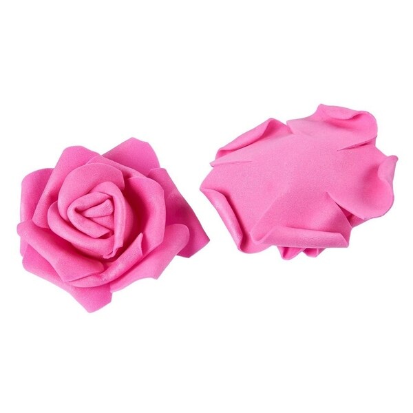 100-Pack Deep Pink Rose Artificial Flower Heads for Wedding Home Decorations