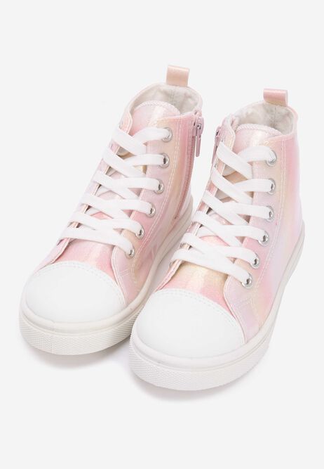 Younger Girls Pink Glitter High Top Trainers