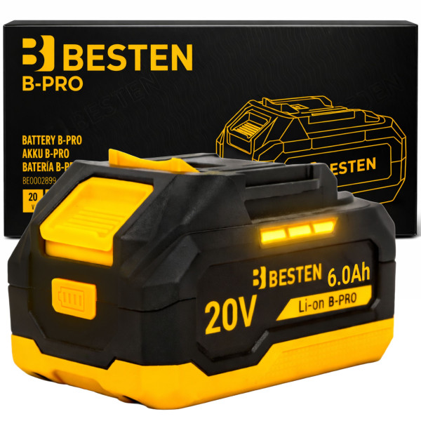 Akumulator BESTEN B-PRO 20V 6.0Ah Li-Ion z wskaźnikiem LED