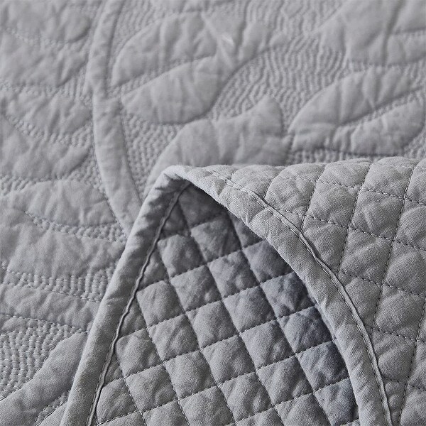 3pcs 100% Cotton Bedspread Set Coverlet Lightweight Quilt King Grey