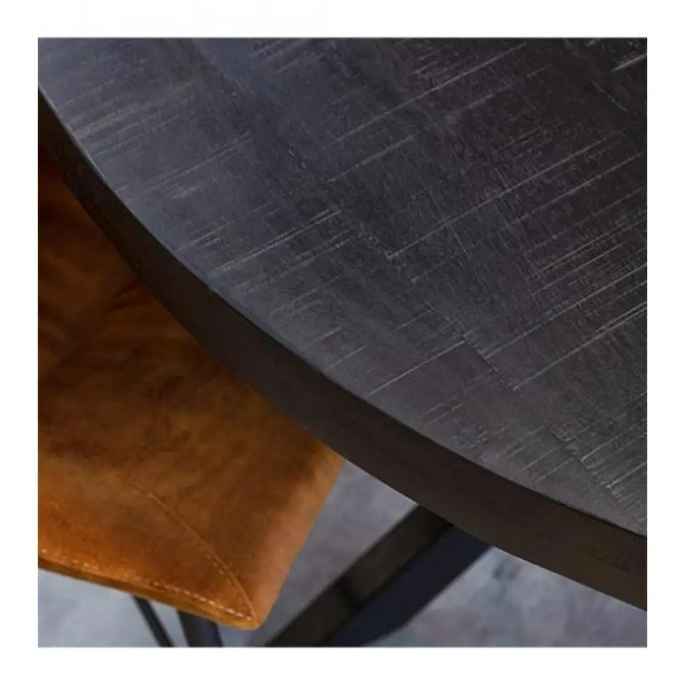 Furndea Eettafel Morada industrieel rond mango hout zwart 150x150x76cm