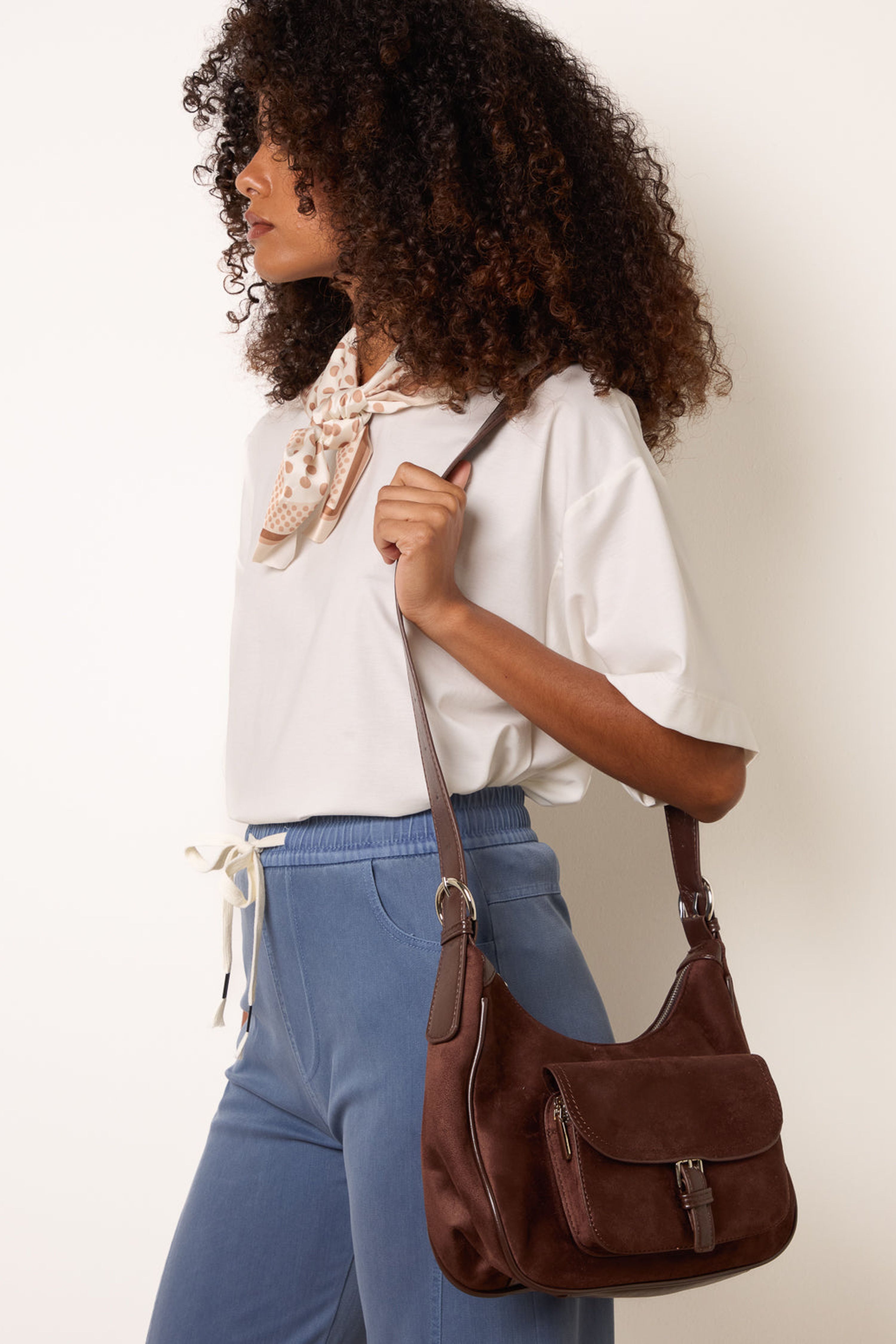 Blue Vanilla Suedette Adjustable Shoulder Bag