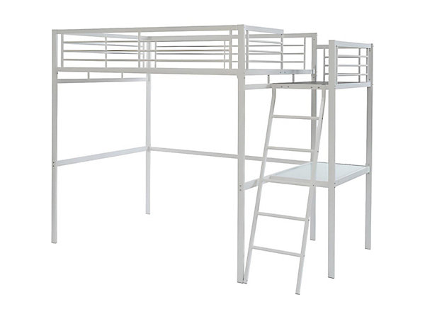 Lit mezzanine CASUAL II - 140 x 190 cm - plateforme bureau -Blanc