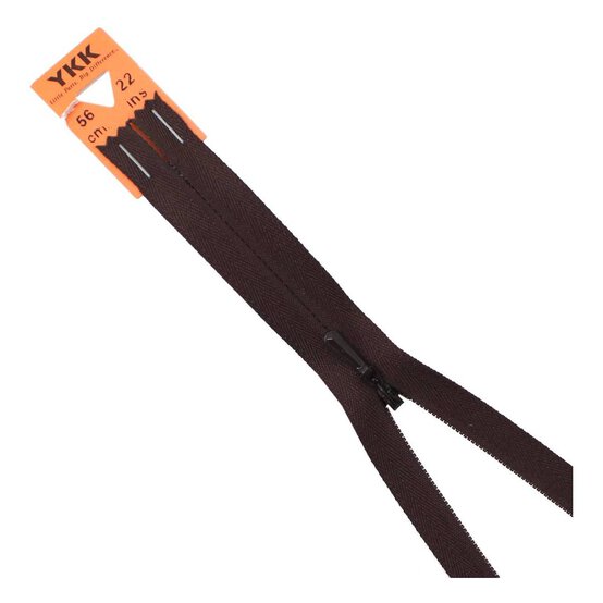 YKK Brown Concealed Zip 56cm