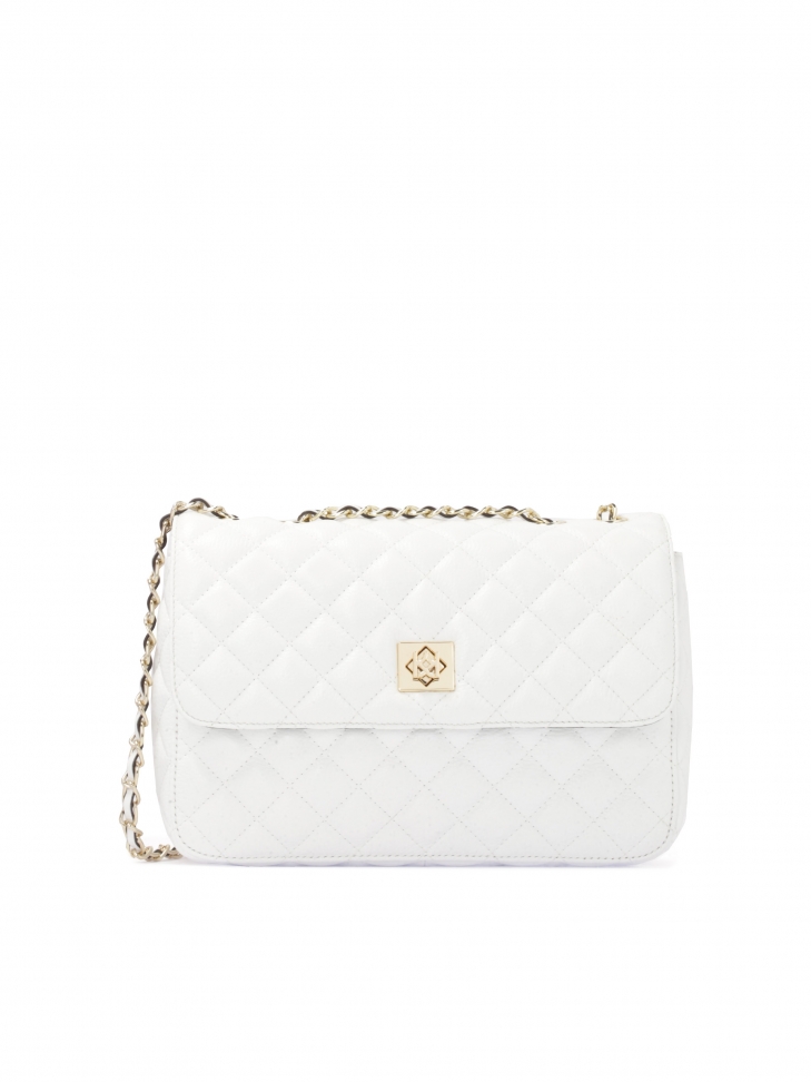 Quilted white shoulder chain handbag