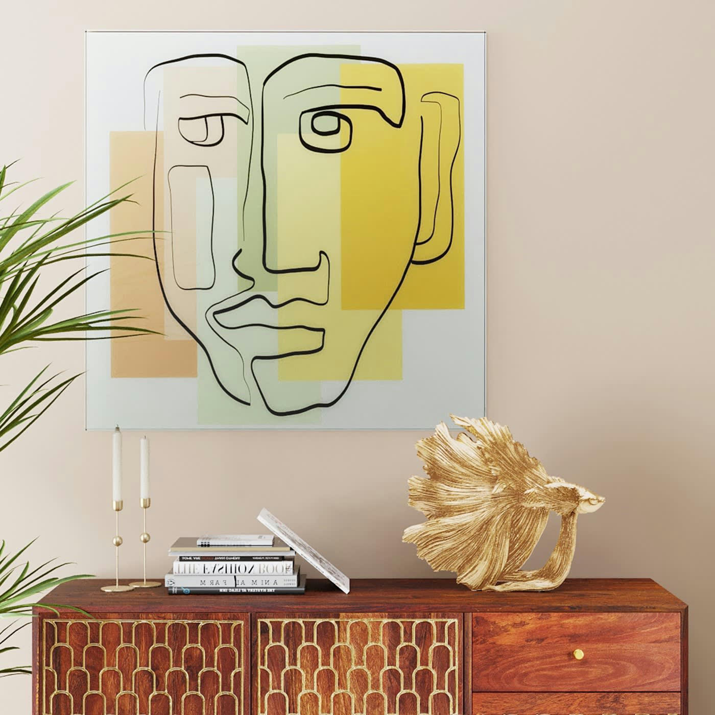 - Tableau en verre visage pastel 100x100cm Kare Design