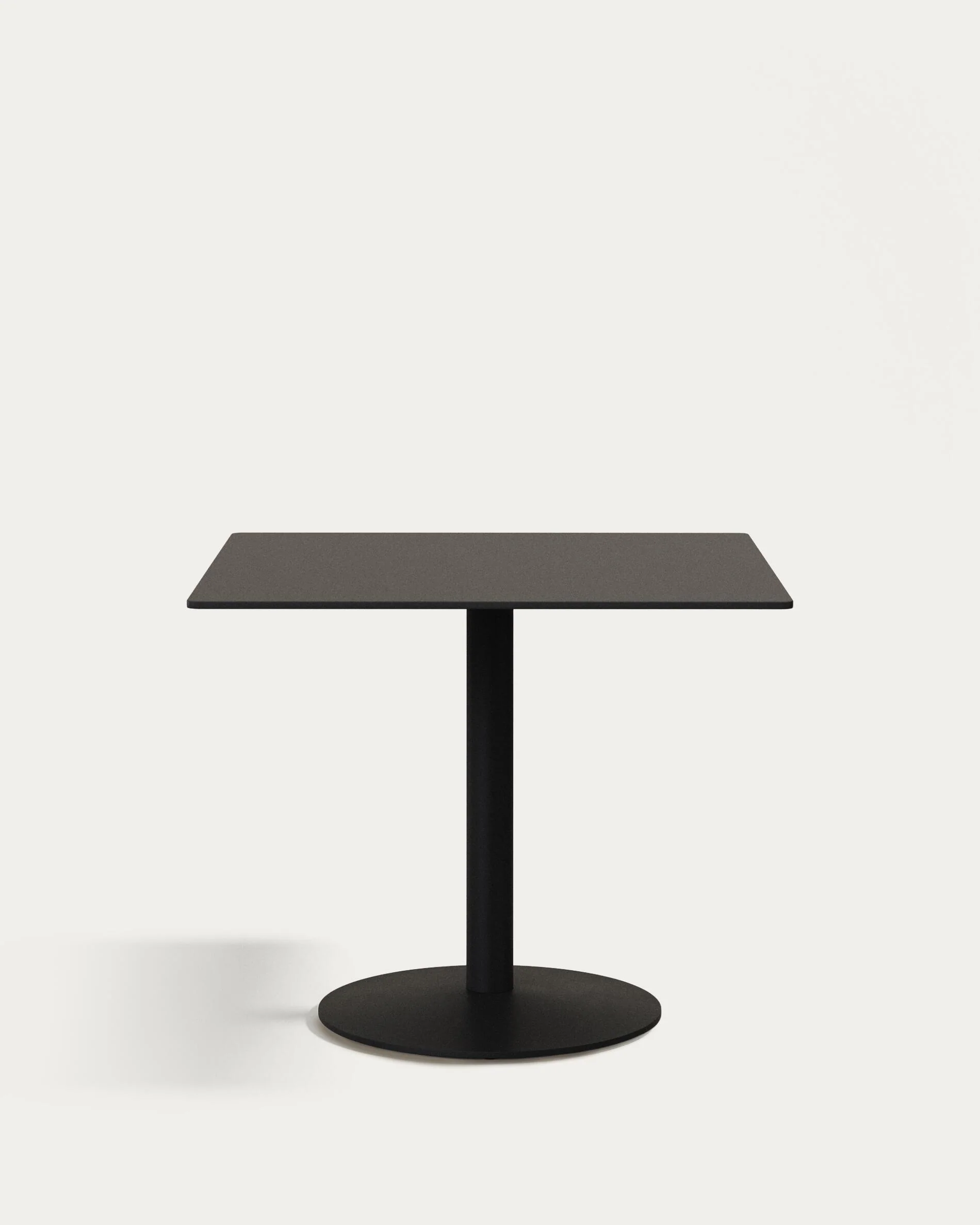 Esilda outdoor table in black with metal leg in a painted black finish, 90 x 90 x 70 cm