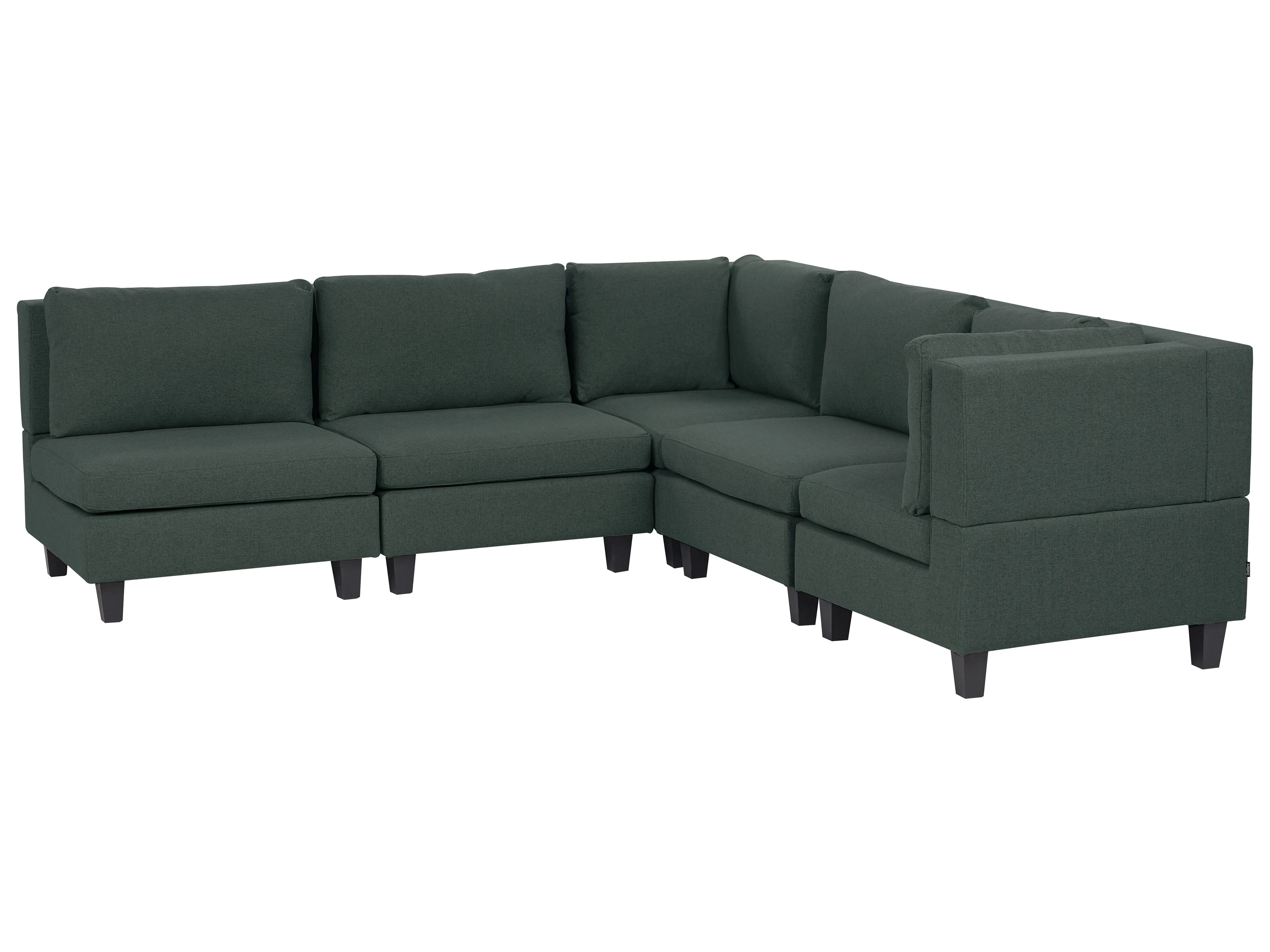 Modular Corner Sofa 5 Seater UNSTAD Fabric Dark Green Left Hand