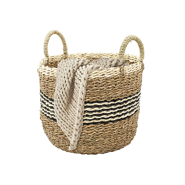 Panier de rangement rond jonc de mer marron et noir Box &Beyond
