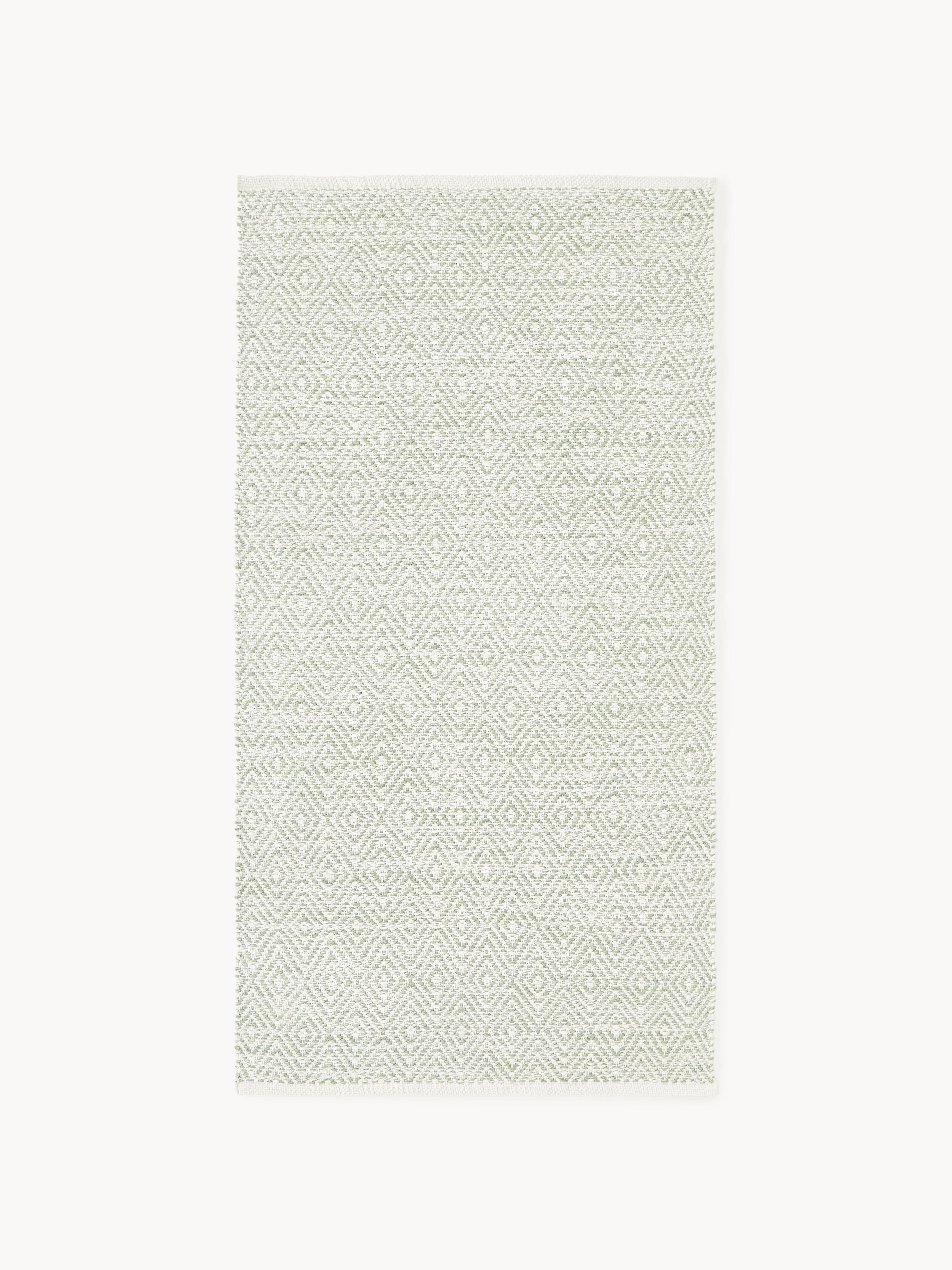 Handgewebter Outdoor-Teppich Rika mit Vintage-Rautenmuster