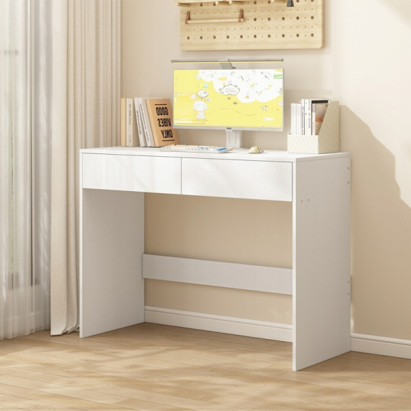 Biurko komputerowe białe nowoczesne z 2 szufladami loft toaletka 100cm